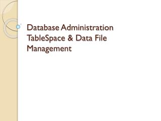 Database Administration TableSpace &amp; Data File Management