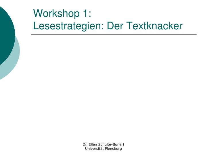 workshop 1 lesestrategien der textknacker