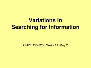 Variations in Searching for Information
