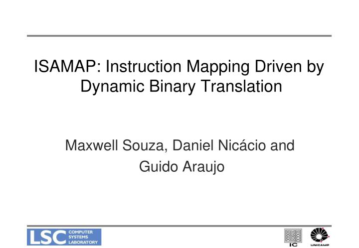 isamap instruction mapping driven by dynamic binary translation