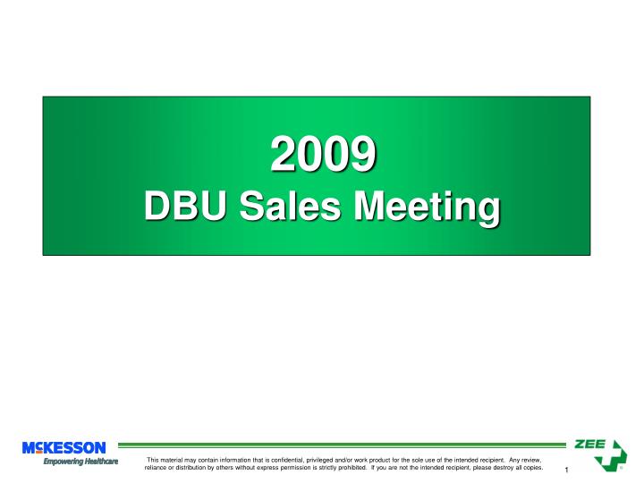 2009 dbu sales meeting