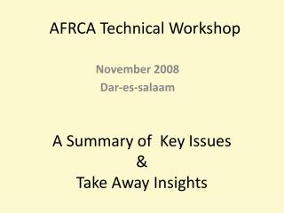 AFRCA Technical Workshop
