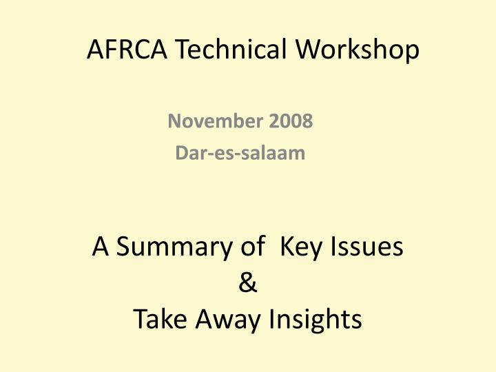afrca technical workshop