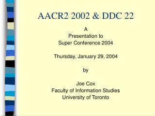 AACR2 2002 &amp; DDC 22