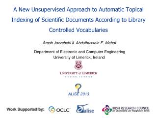 Arash Joorabchi &amp; Abdulhussain E. Mahdi Department of Electronic and Computer Engineering