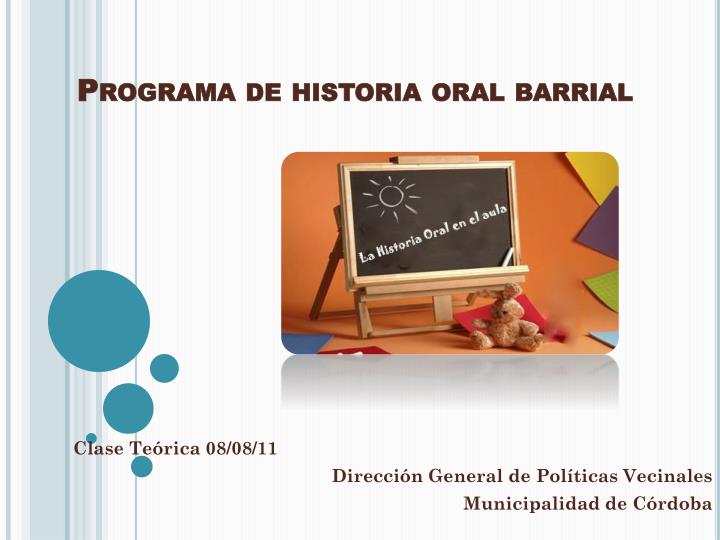 programa de historia oral barrial