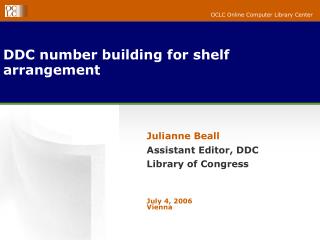DDC number building for shelf arrangement