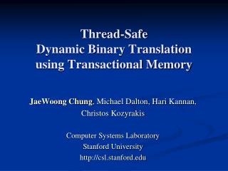 Thread-Safe Dynamic Binary Translation using Transactional Memory