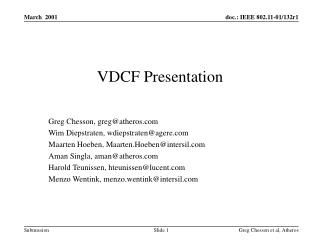 VDCF Presentation