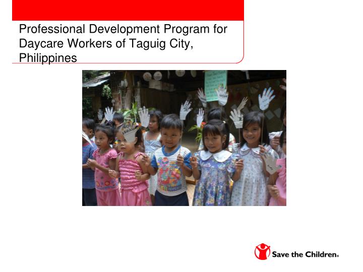 professional development program for daycare workers of taguig city philippines