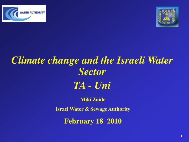 climate change and the israeli water sector ta uni