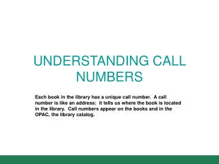 understanding call numbers