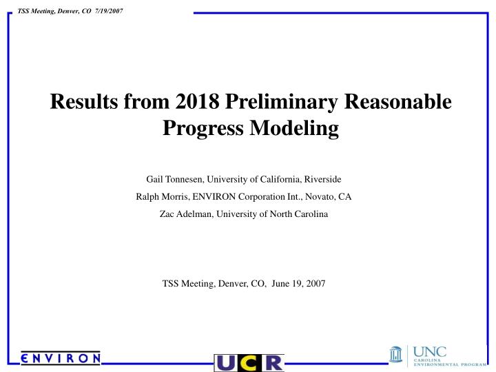 results from 2018 preliminary reasonable progress modeling