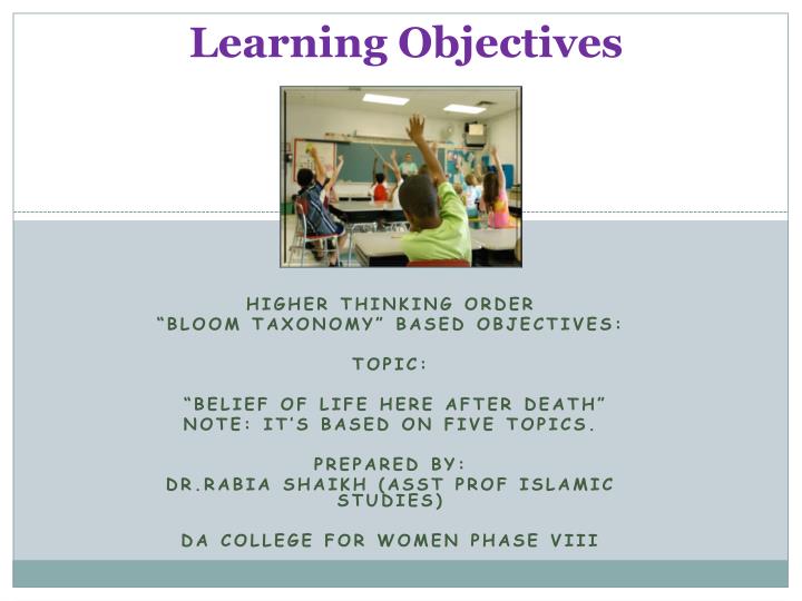 learning objectives