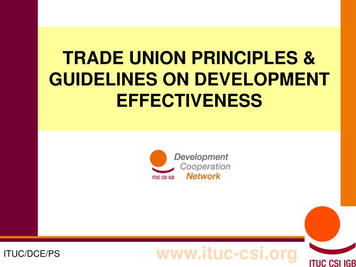 trade union principles guidelines on development effectiveness
