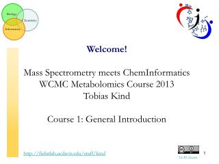 Welcome! Mass Spectrometry meets ChemInformatics WCMC Metabolomics Course 2013 Tobias Kind