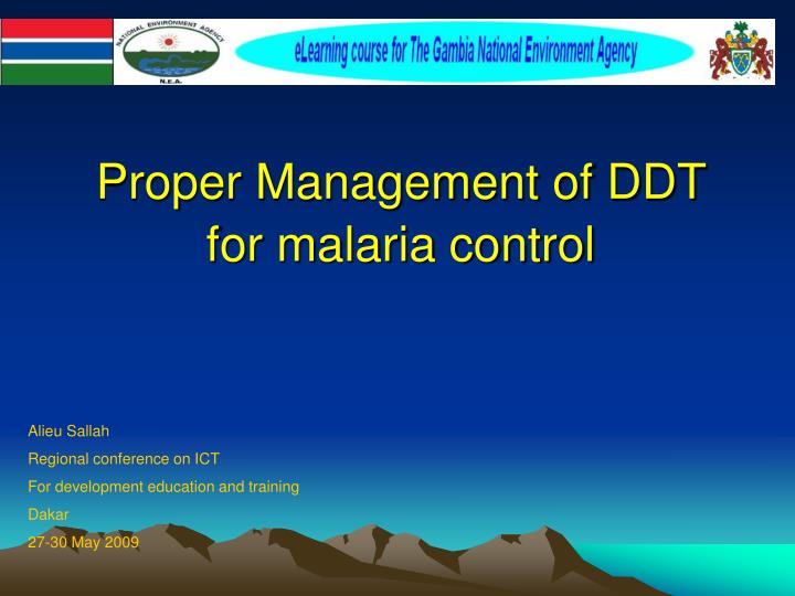 proper management of ddt for malaria control