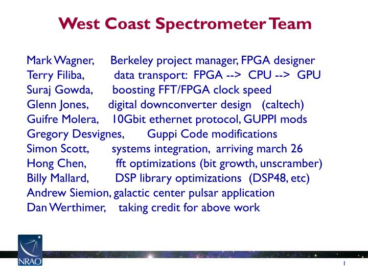 west coast spectrometer team