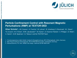 Particle Confinement Control with Resonant Magnetic Perturbations (RMP) at TEXTOR-DED