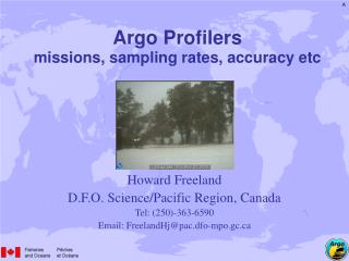Argo Profilers missions, sampling rates, accuracy etc