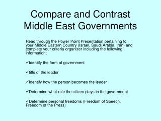 Compare and Contrast Middle East Governments