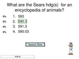 What are the Sears hdg(s) for an encyclopedia of animals?