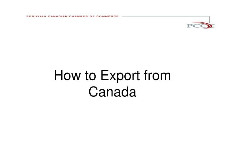 how to export from canada