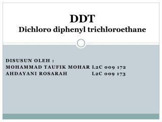 ddt dichloro diphenyl trichloroethane