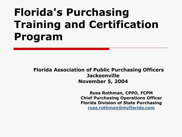 florida s purchasing training and certification program