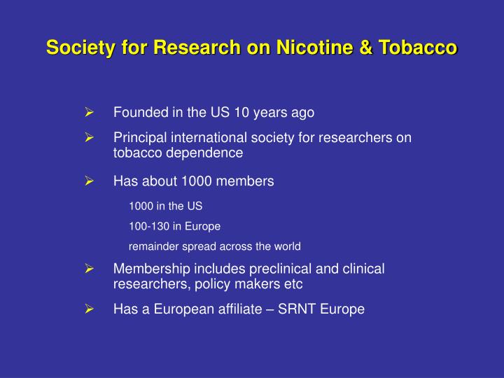 society for research on nicotine tobacco
