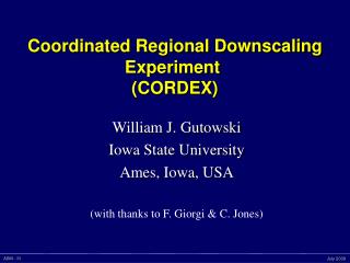 Coordinated Regional Downscaling Experiment  (CORDEX)