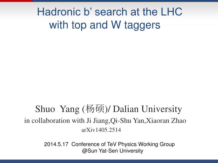 hadronic b search at the lhc with top and w taggers
