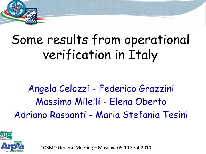 some results from operational verification in italy