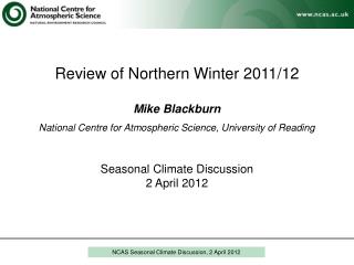 NCAS Seasonal Climate Discussion, 2 April 2012