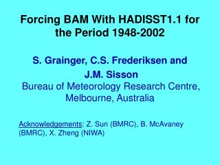 Forcing BAM With HADISST1.1 for the Period 1948-2002