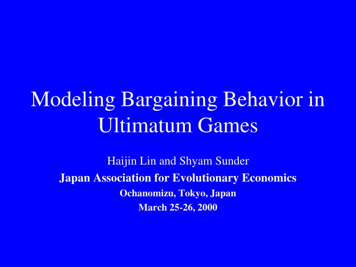 modeling bargaining behavior in ultimatum games