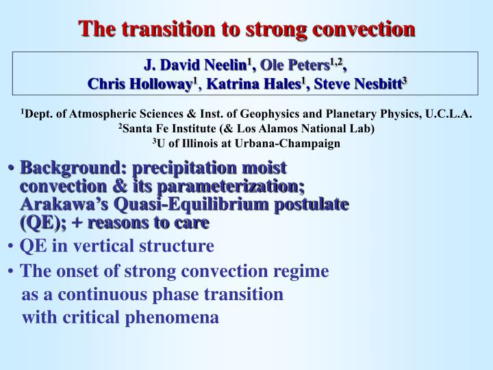 the transition to strong convection