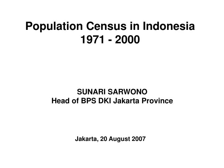 population census in indonesia 1971 2000