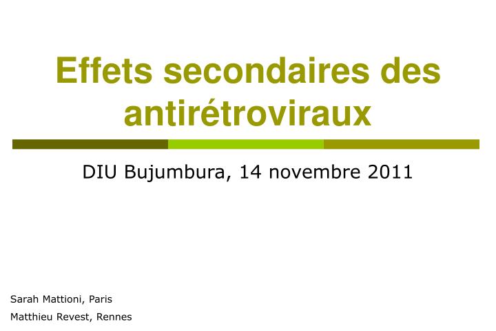 effets secondaires des antir troviraux