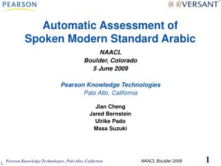 Automatic Assessment of Spoken Modern Standard Arabic