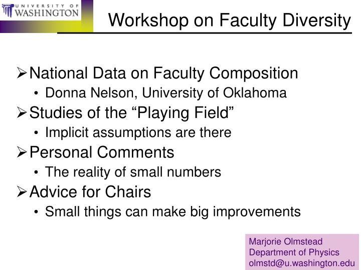 workshop on faculty diversity