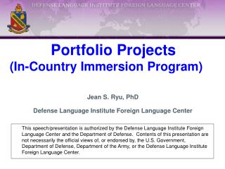 Portfolio Projects (In-Country Immersion Program)