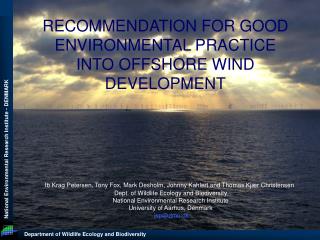RECOMMENDATION FOR GOOD ENVIRONMENTAL PRACTICE INTO OFFSHORE WIND DEVELOPMENT