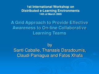 A Grid Approach to Provide Effective Awareness to On-line Collaborative Learning Teams