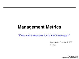 Management Metrics
