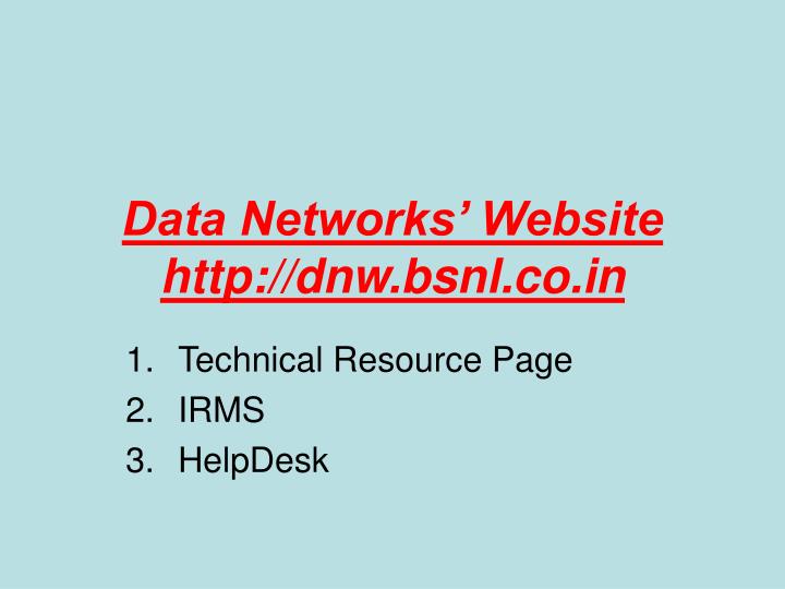 data networks website http dnw bsnl co in