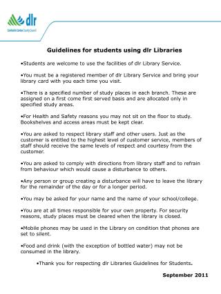 Guidelines for students using dlr Libraries