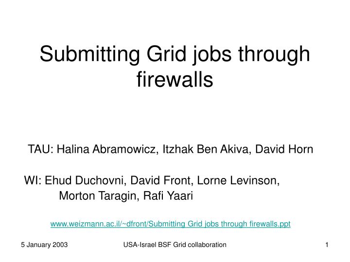 submitting grid jobs through firewalls