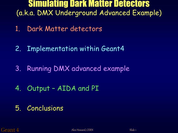 simulating dark matter detectors a k a dmx underground advanced example