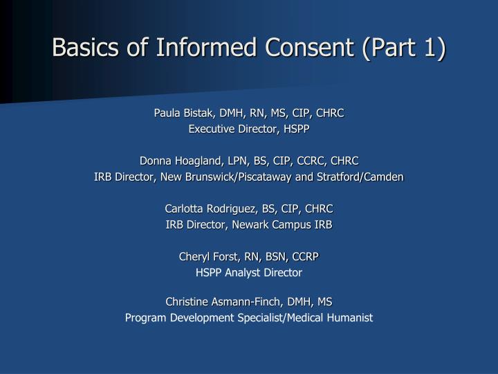 basics of informed consent part 1